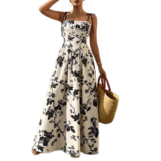 Robe Longue Sans Bretelles – Taille Cintrée, Coupe Trapèze, Style Élégant