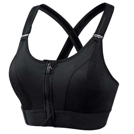 Soutien-gorge de Sport Zippé – Sans Armature, Anti-chocs, Dos Croisé, Yoga