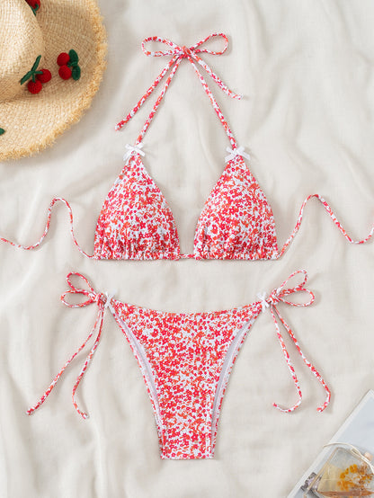 Bikini Deux Pièces Femme - Imprimé Floral, Lacets & Dos Nu Sexy