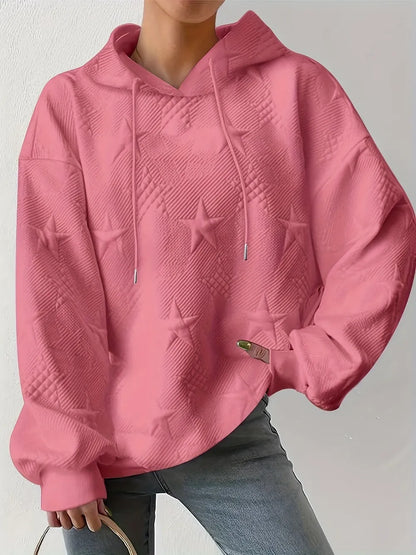 Sweat à capuche femme – Motif étoile texturé | Grande taille