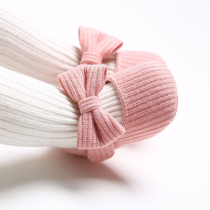 Chaussures Bébé Semelle Souple – Motif Fleurs & Nœud, Respirantes pour Tout-Petits