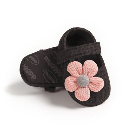 Chaussures Bébé Semelle Souple – Motif Fleurs & Nœud, Respirantes pour Tout-Petits