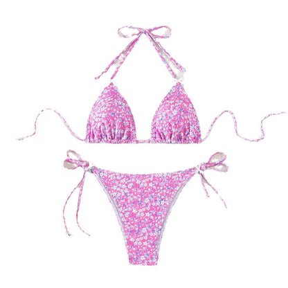 Bikini Deux Pièces Femme - Imprimé Floral, Lacets & Dos Nu Sexy