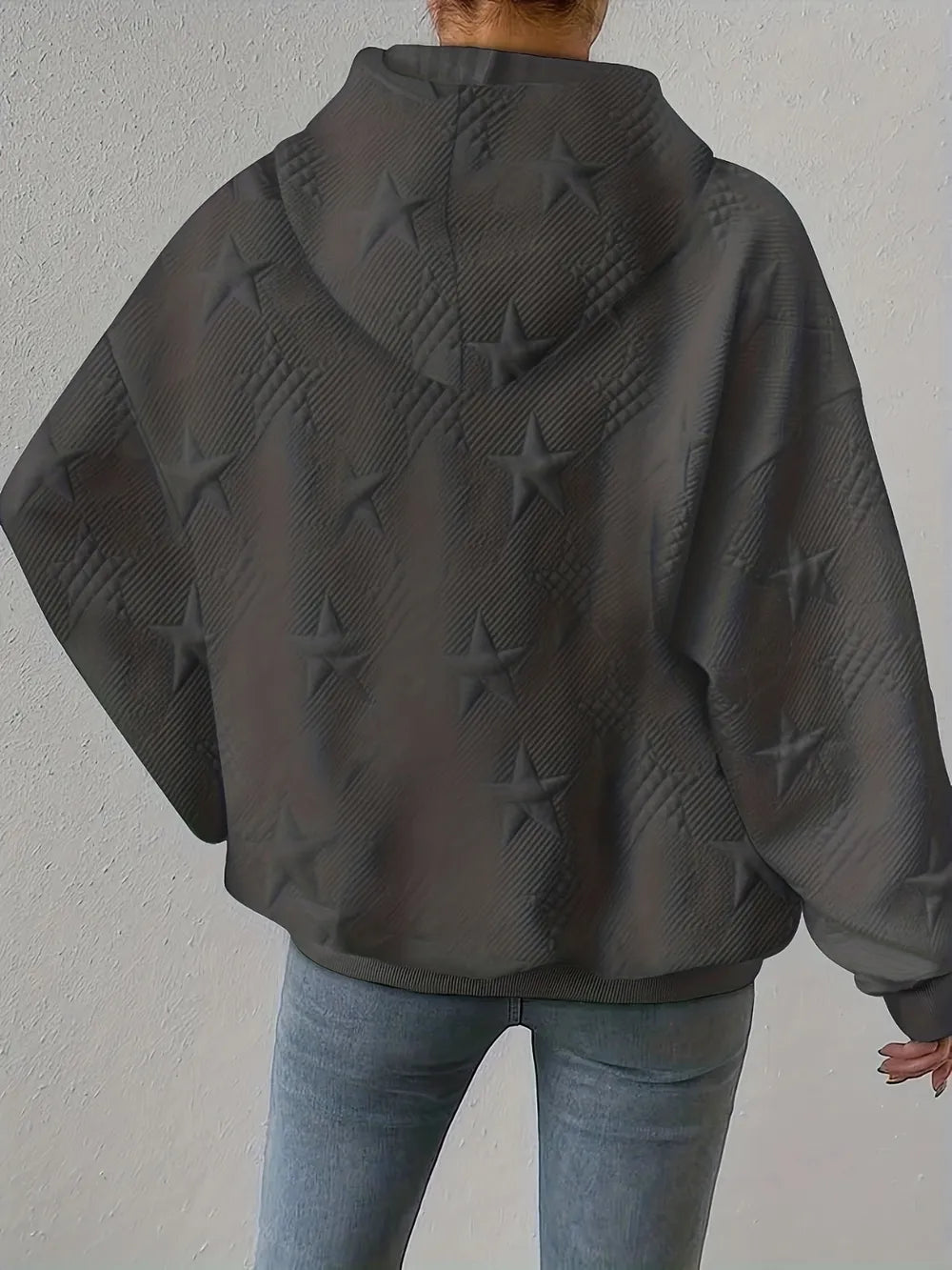 Sweat à capuche femme – Motif étoile texturé | Grande taille