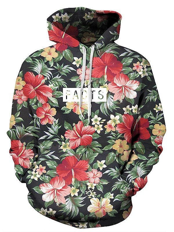 Sweat à Capuche Imprimé Roses – Style Européen & Américain, Coupe Oversize Unisexe