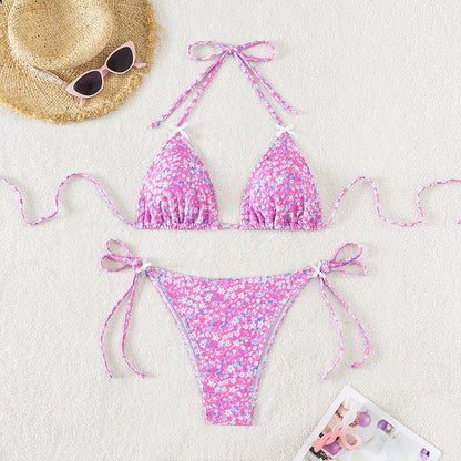 Bikini Deux Pièces Femme - Imprimé Floral, Lacets & Dos Nu Sexy