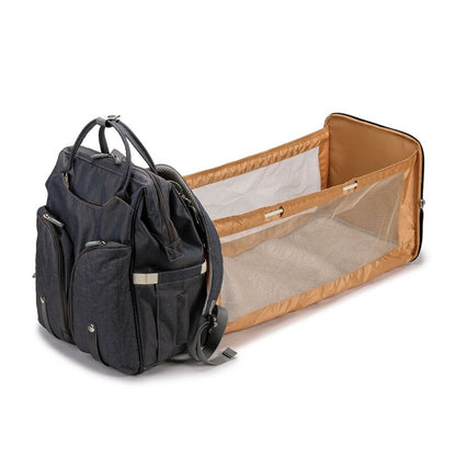 Sac à langer convertible – Grand format, lit de voyage pliable, sangle poussette incluse
