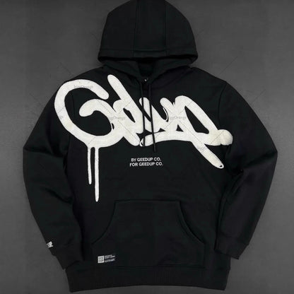 Hoodie Hip Hop Streetwear à Broderie — Coupe Oversize Unisexe