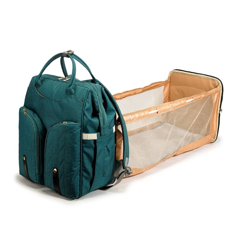 Sac à langer convertible – Grand format, lit de voyage pliable, sangle poussette incluse