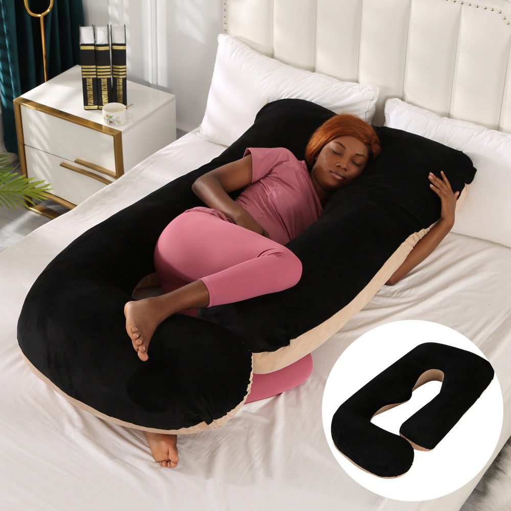 Oreiller de Grossesse en Forme de J – Protection Lombaire, Soutien Latéral pour Femme Enceinte