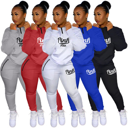 Ensemble Jogging Femme 2 Pièces – Sweat Zippé & Pantalon Sport, Automne/Hiver