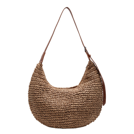 Sac Tressé en Paille Fait Main – Grande Capacité, Style Minimaliste Urbain