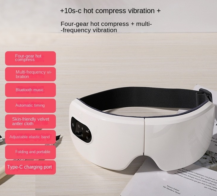 Masque Oculaire Massant avec Thermothérapie et Vibrations – Pliable et Rechargeable
