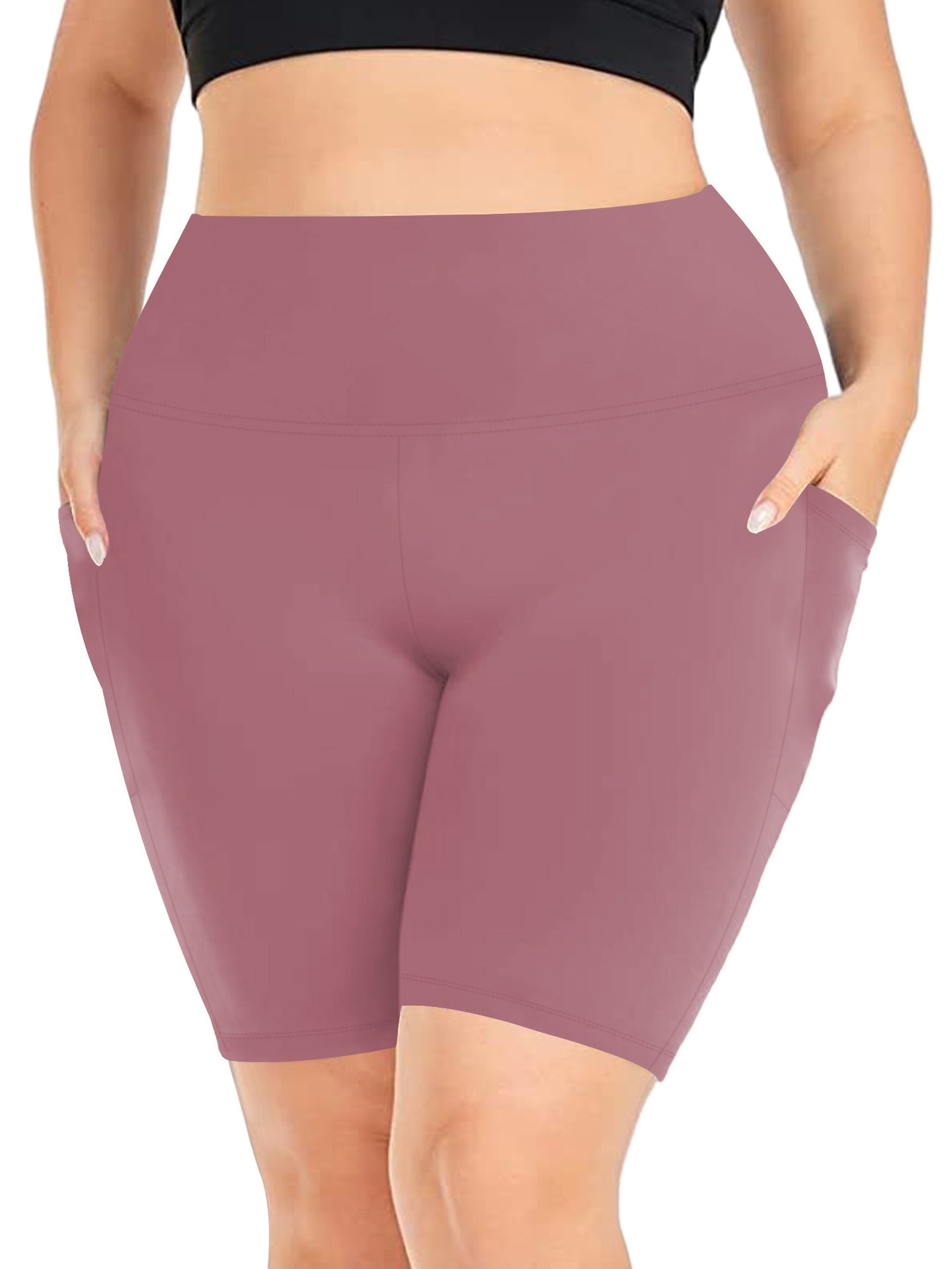 Short de yoga cinq-quarts à poches pour femme, pantalon de sport de yoga moulant et taille haute