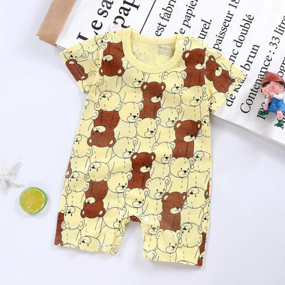 Grenouillère en coton à manches courtes pour nouveau-né, motif dessin animé