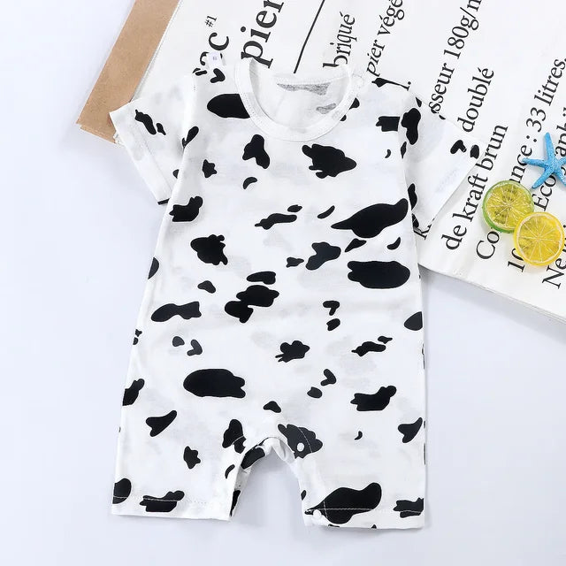 Grenouillère en coton à manches courtes pour nouveau-né, motif dessin animé
