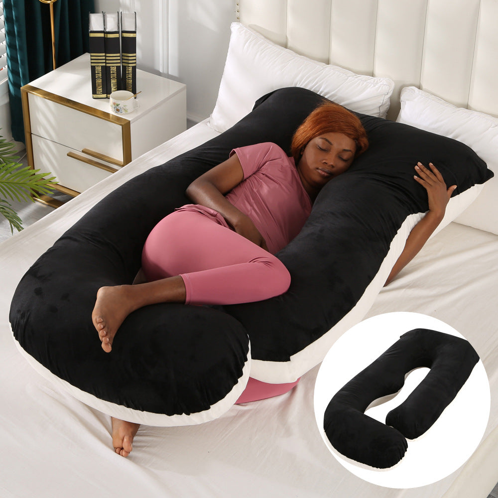 Oreiller de Grossesse en Forme de J – Protection Lombaire, Soutien Latéral pour Femme Enceinte