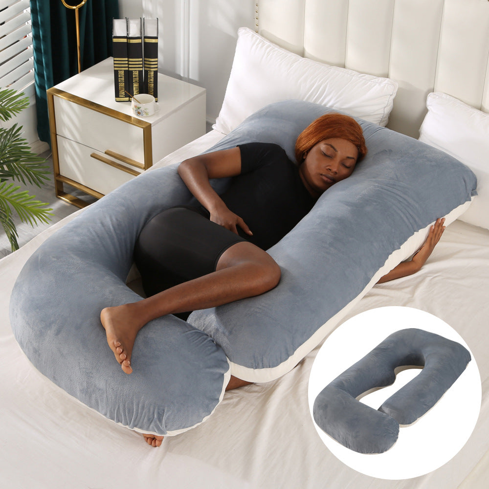 Oreiller de Grossesse en Forme de J – Protection Lombaire, Soutien Latéral pour Femme Enceinte