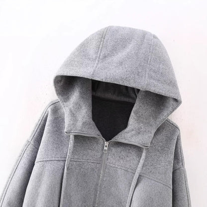 Veste Sweat Zippée à Capuche Femme – Style Européen