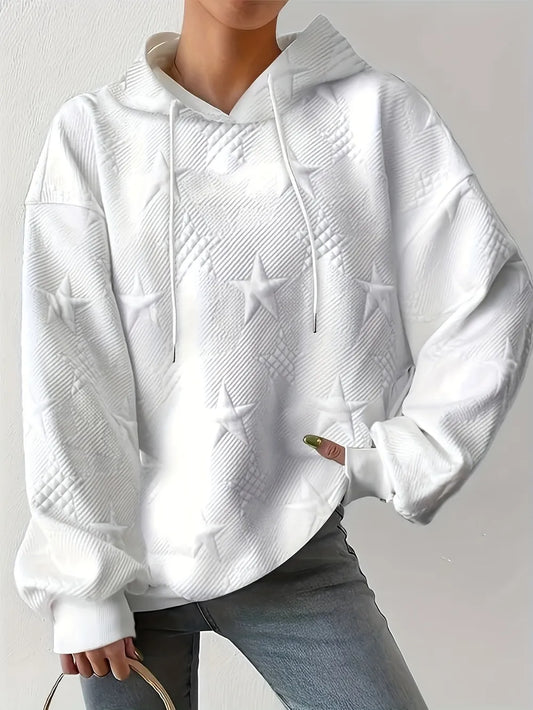 Sweat à capuche femme – Motif étoile texturé | Grande taille