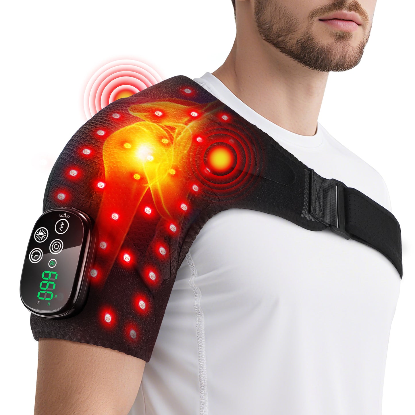 Ceinture Massante pour Épaules – Thermothérapie Vibrante, Rechargeable, Contrôle Tactile