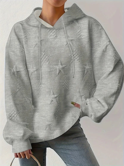Sweat à capuche femme – Motif étoile texturé | Grande taille