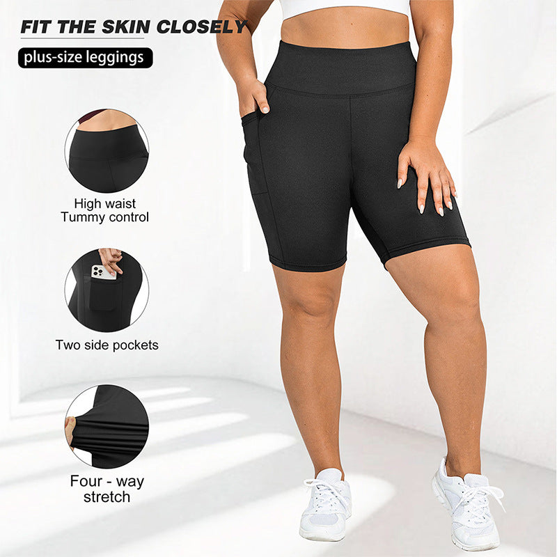 Short de yoga cinq-quarts à poches pour femme, pantalon de sport de yoga moulant et taille haute
