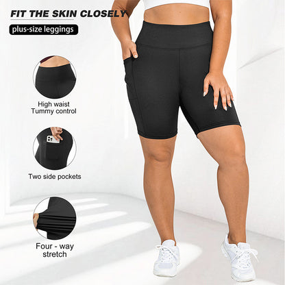 Women's capri yoga shorts with pockets, high-waisted skinny yoga sports pants