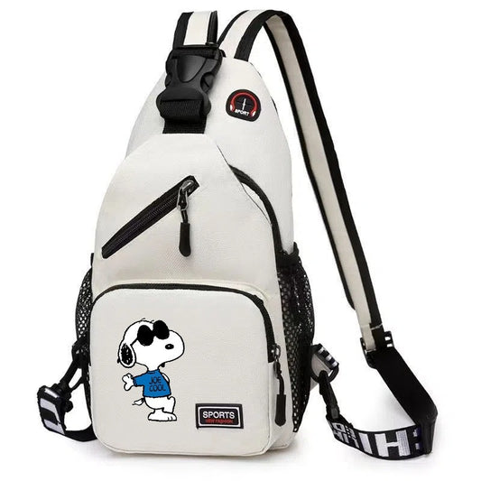Sac à Dos Snoopy Imprimé Grande Capacité – Sac Épaule, Poitrine & Bandoulière