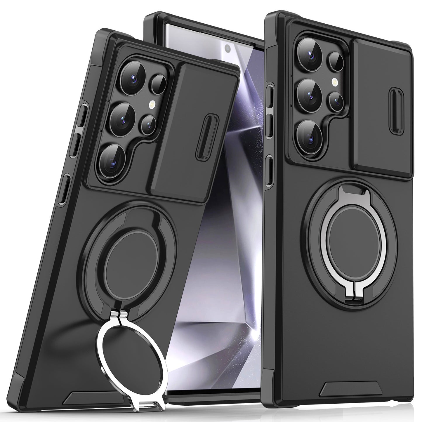 Coque Samsung avec Support Voiture Magnétique Rotatif – Objectif A17, Rabat Antichoc S25/S26