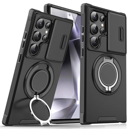 Coque Samsung avec Support Voiture Magnétique Rotatif – Objectif A17, Rabat Antichoc S25/S26