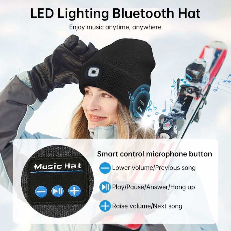 Bonnet Chauffant LED Bluetooth 5.4 – Rechargeable USB, 3 Niveaux de Luminosité