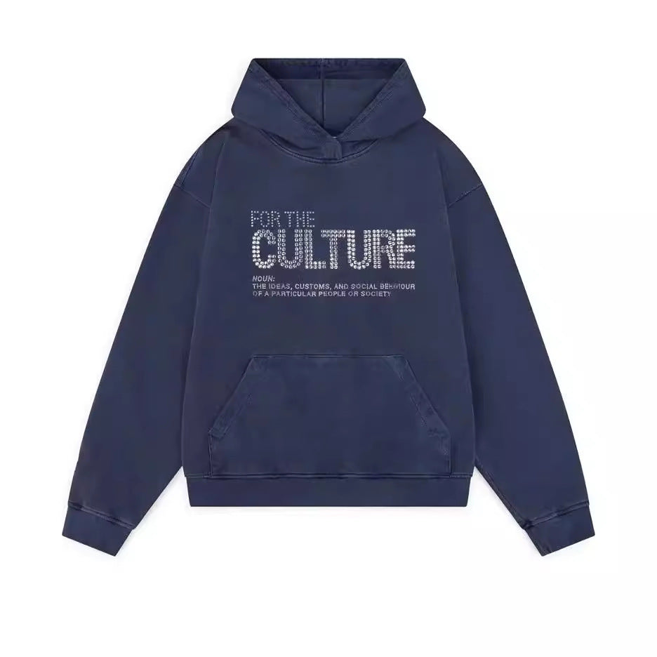 Sweat col rond strass & broderie – Style Y2K | Coupe ample & chaud