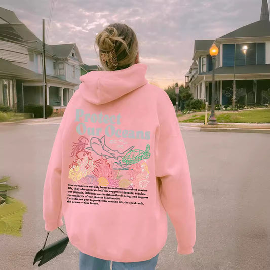 Sweat à capuche femme – Poche kangourou & imprimé lettres