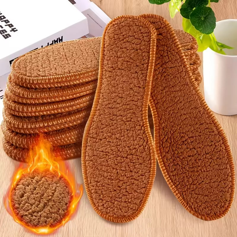 1 paire de semelles épaisses en laine d'alpaga, chaudes, anti-froid, respirantes et absorbant l'humidité. Semelles en feutre de coton confortables et douces.
