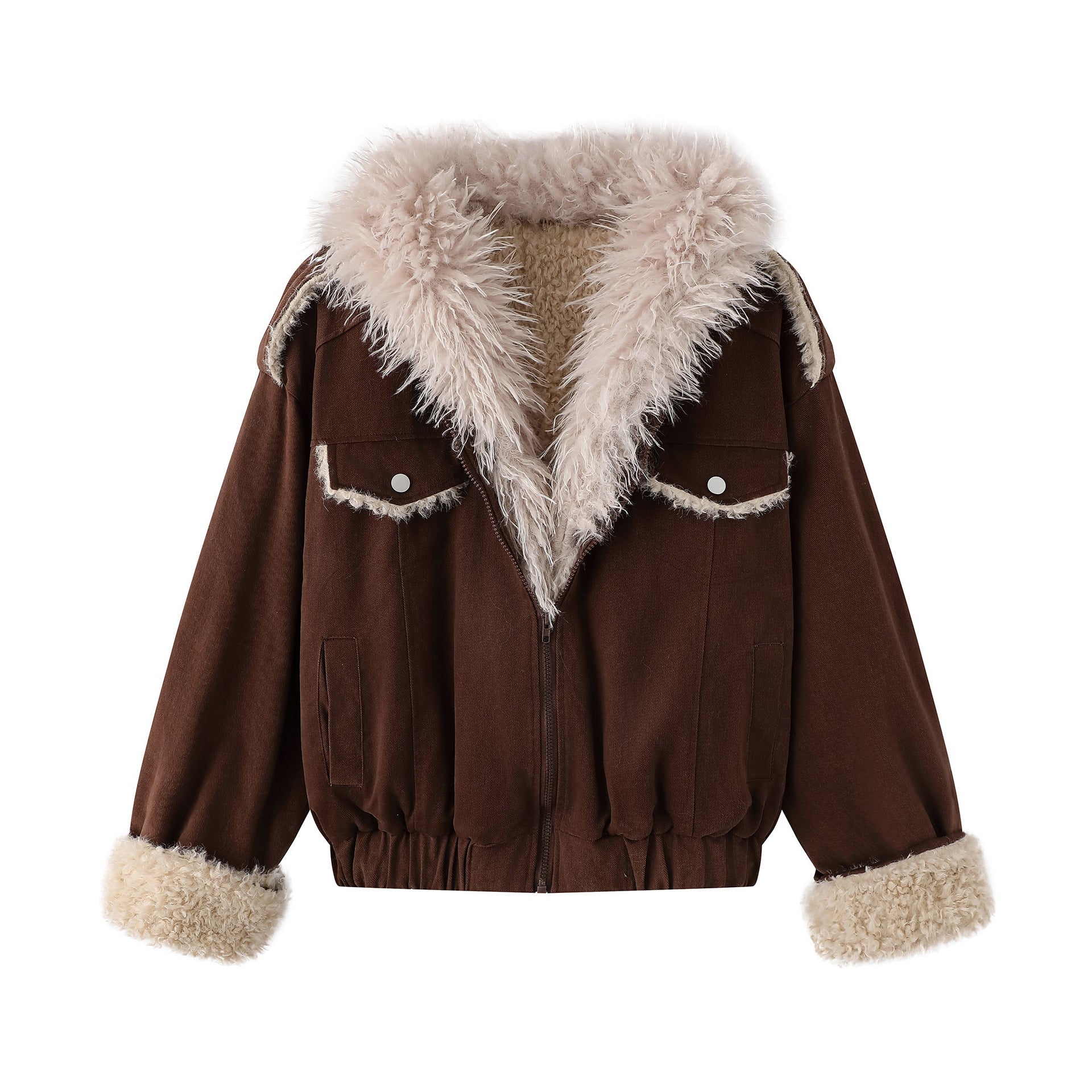 Veste à capuche en peluche d'agneau pour femme