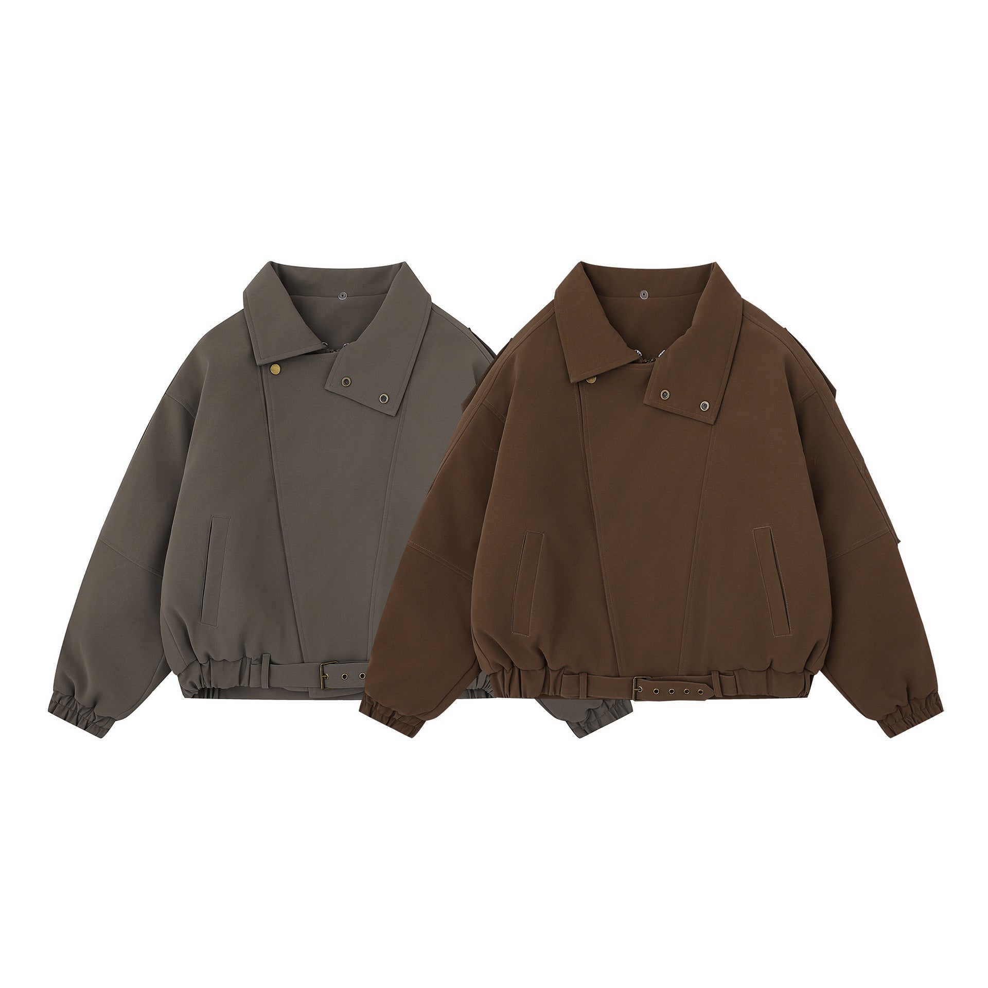 Veste de travail rétro en cuir PU et coton avec col en fourrure