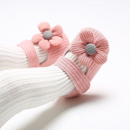 Chaussures Bébé Semelle Souple – Motif Fleurs & Nœud, Respirantes pour Tout-Petits