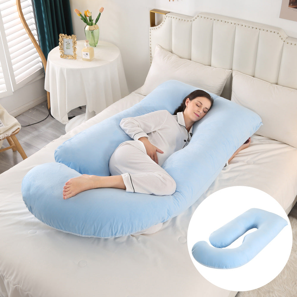 Oreiller de Grossesse en Forme de J – Protection Lombaire, Soutien Latéral pour Femme Enceinte