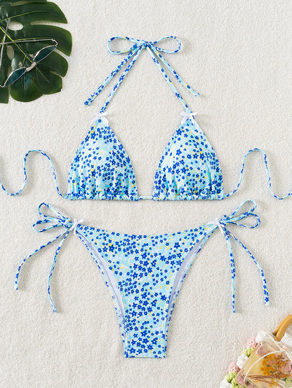 Bikini Deux Pièces Femme - Imprimé Floral, Lacets & Dos Nu Sexy