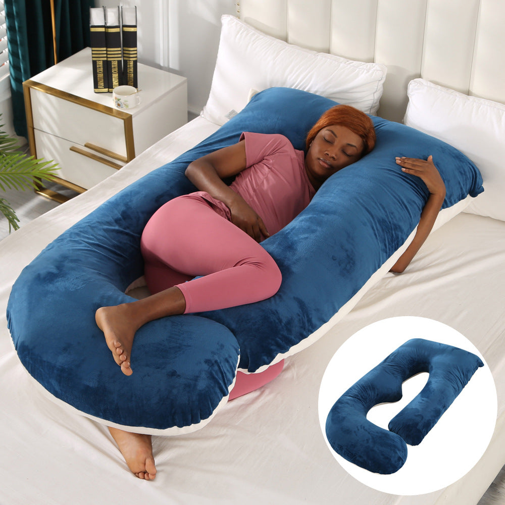 Oreiller de Grossesse en Forme de J – Protection Lombaire, Soutien Latéral pour Femme Enceinte