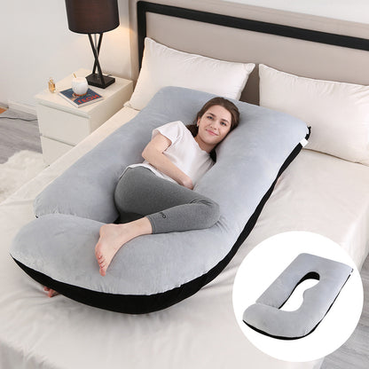 Oreiller de Grossesse en Forme de J – Soutien Lombaire & Latéral pour Femme Enceinte