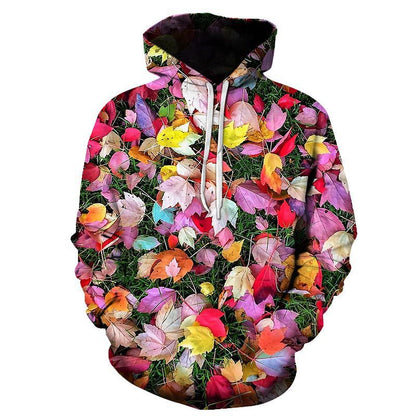 Sweat à Capuche Imprimé Roses – Style Européen & Américain, Coupe Oversize Unisexe