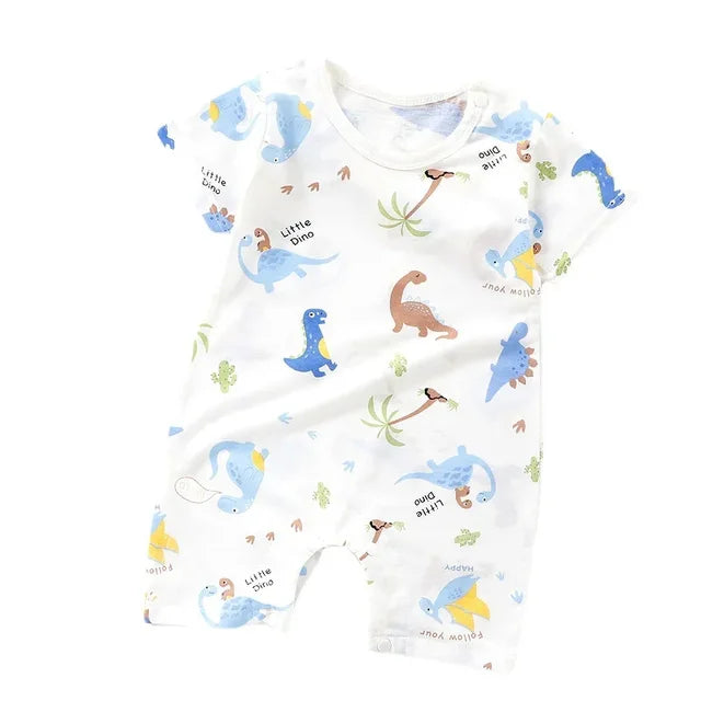 Grenouillère en coton à manches courtes pour nouveau-né, motif dessin animé