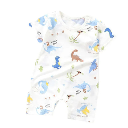 Grenouillère en coton à manches courtes pour nouveau-né, motif dessin animé