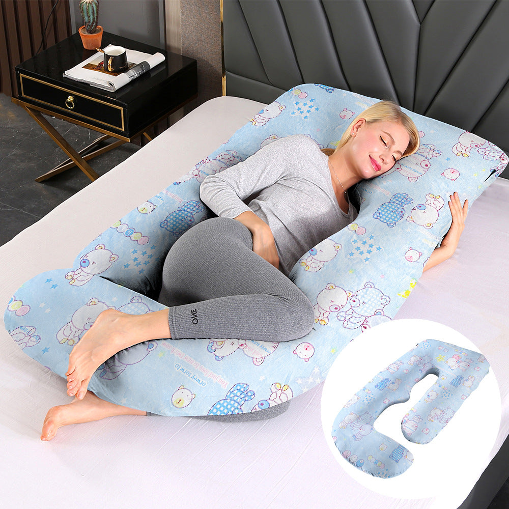 Oreiller de Grossesse en Forme de J – Protection Lombaire, Soutien Latéral pour Femme Enceinte