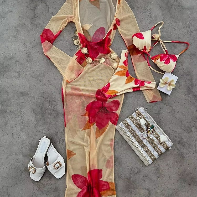Ensemble bikini sexy taille basse et haut à bretelles imprimé