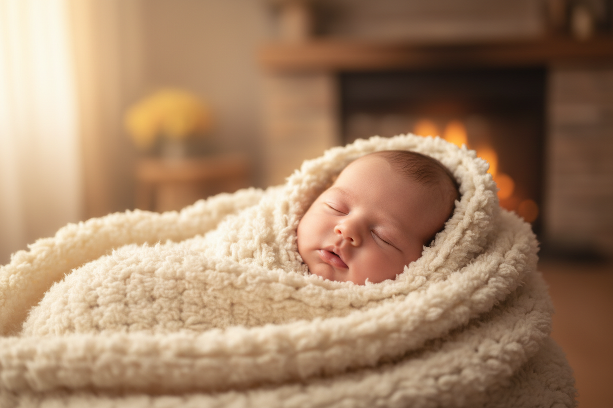 mignon bébé dans une couverture trés doux et confortable